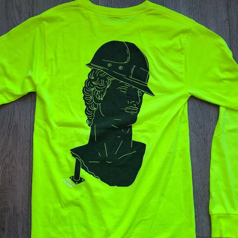 TOM'S FULL SERVICE Tom of Finland long sleeve neon yellow green t-shirt size S - Picture 1 of 6